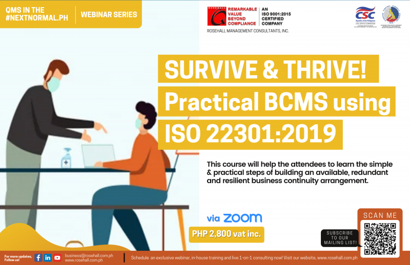 SURVIVE & THRIVE! Practical BCMS using ISO 22301:2019 - ROSEHALL ...