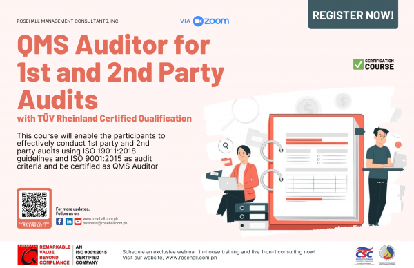 QMS Auditor for 1st and 2nd Party Audits with TÜV Rheinland Certified ...